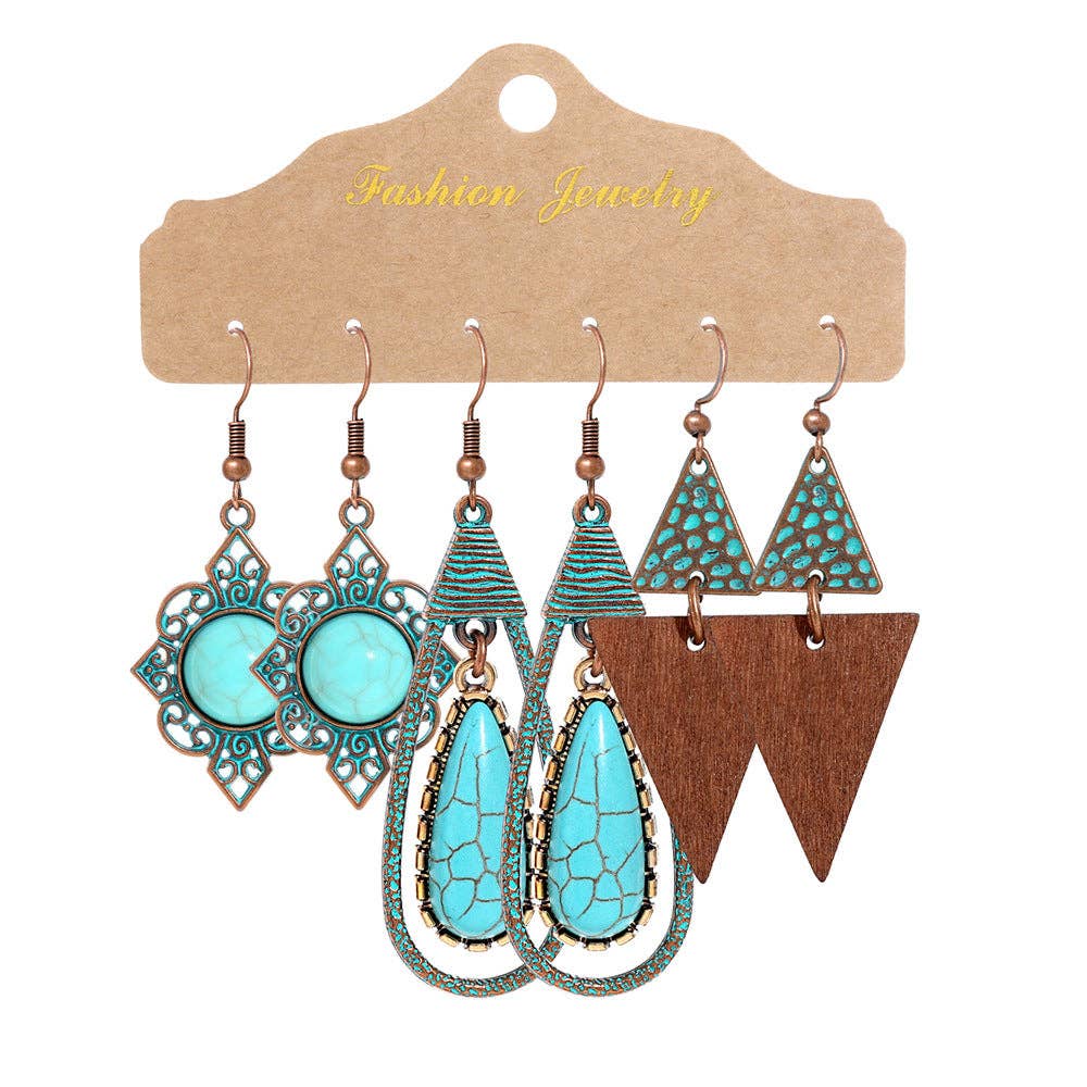 Boho Tassel Statement Earrings Jewelry Set: HQEF-1443