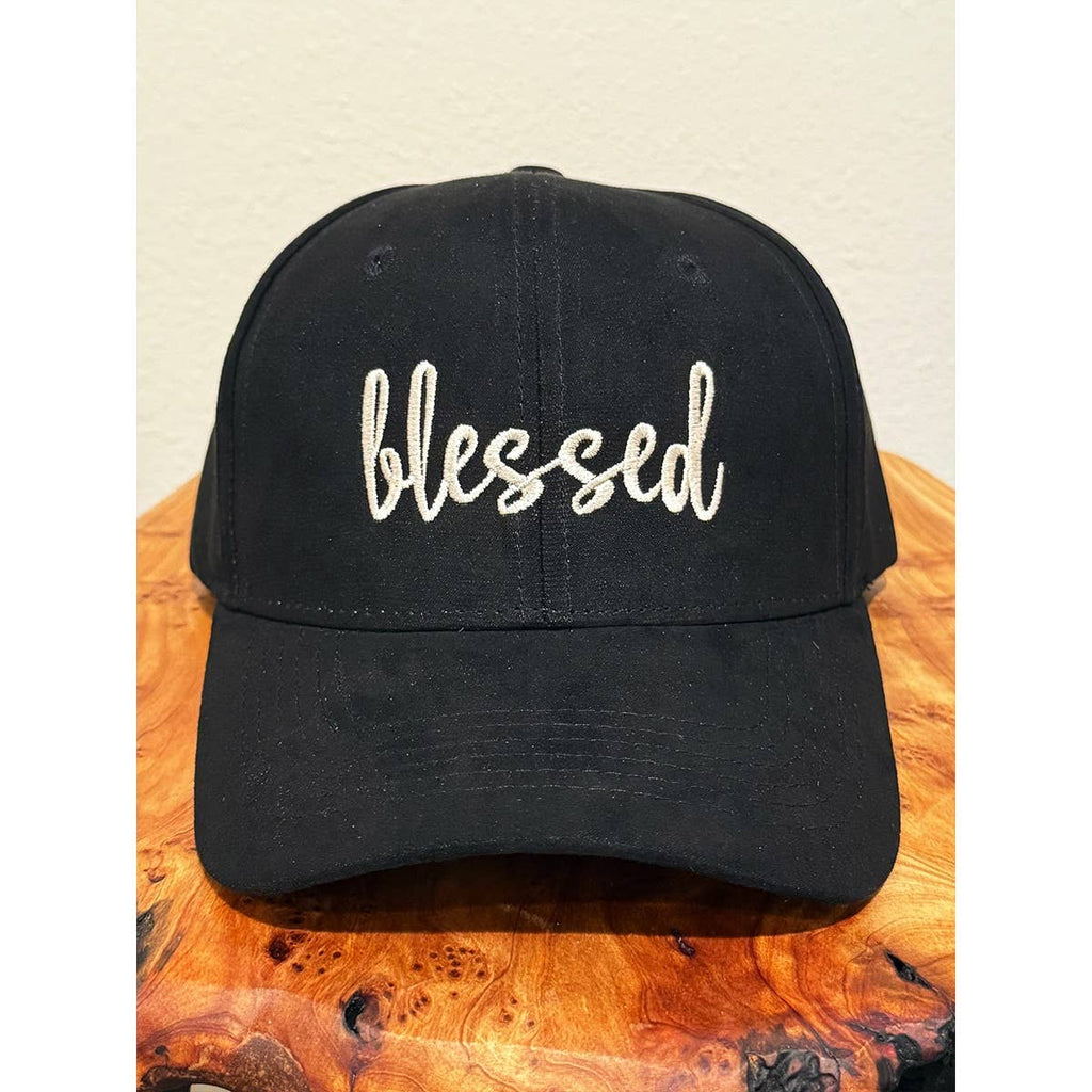 Blessed Embroidered Faux Suede Baseball Caps: CAMEL / ONE(6)