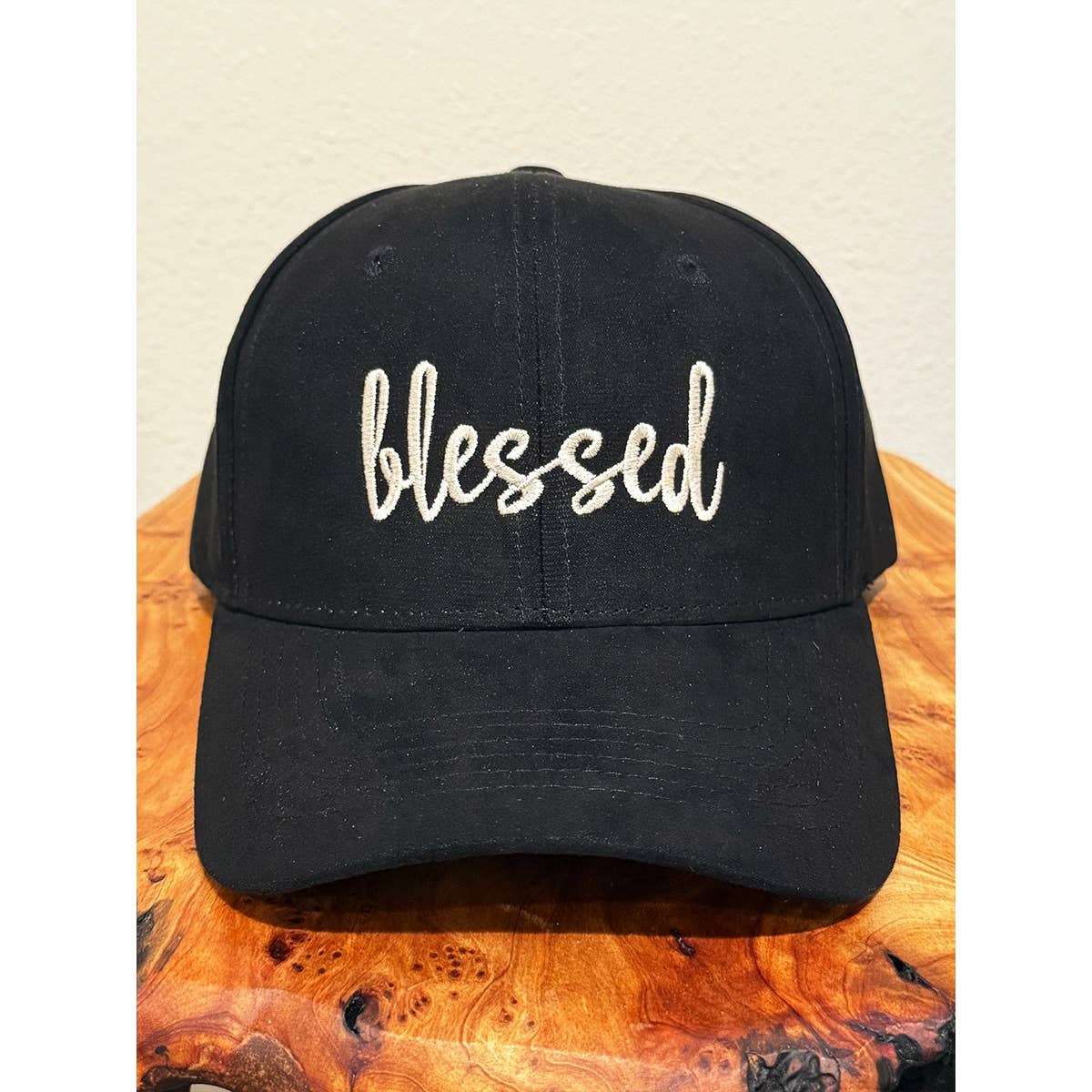 Blessed Embroidered Faux Suede Baseball Caps: CAMEL / ONE(6)