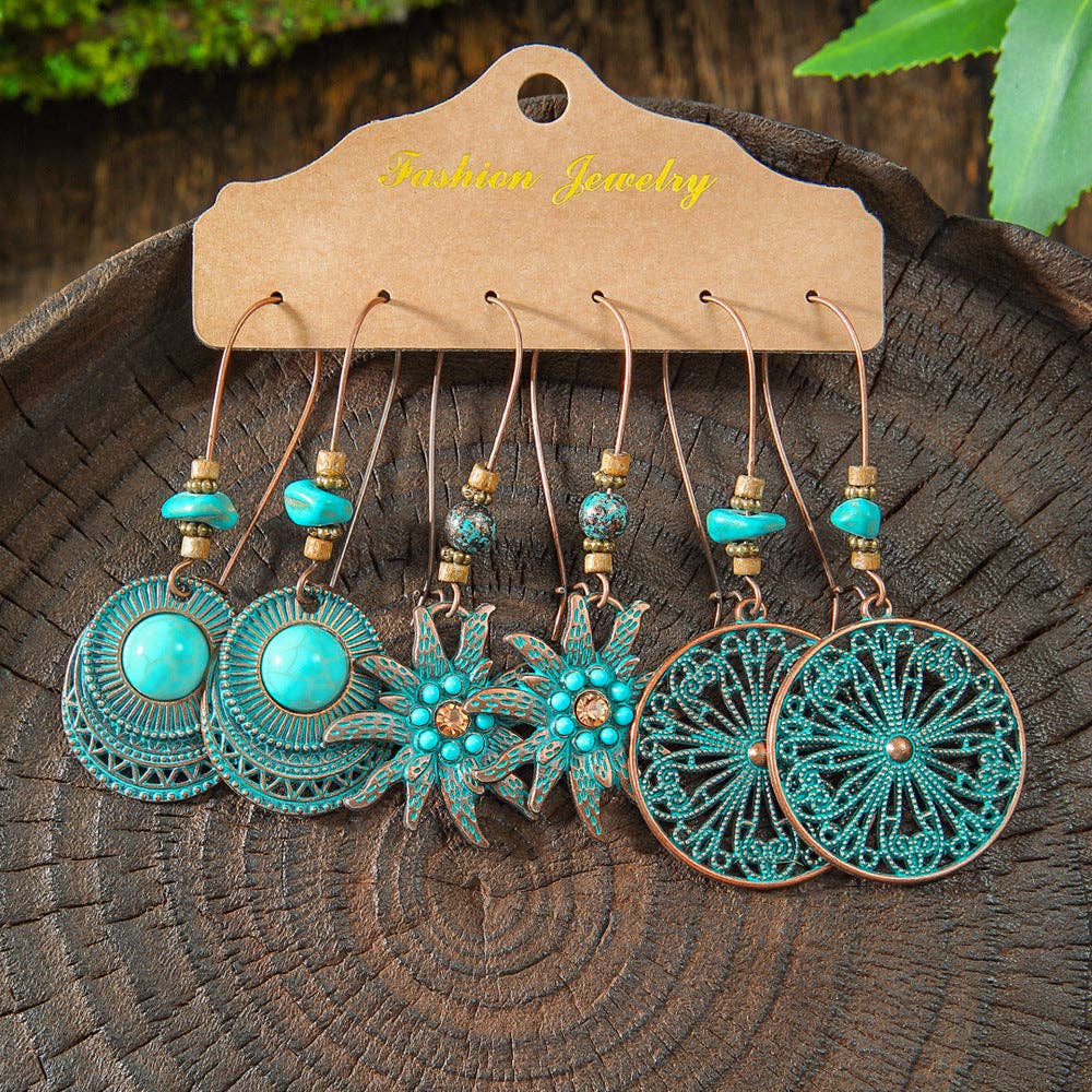 Boho Tassel Statement Earrings Jewelry Set: HQEF-1577