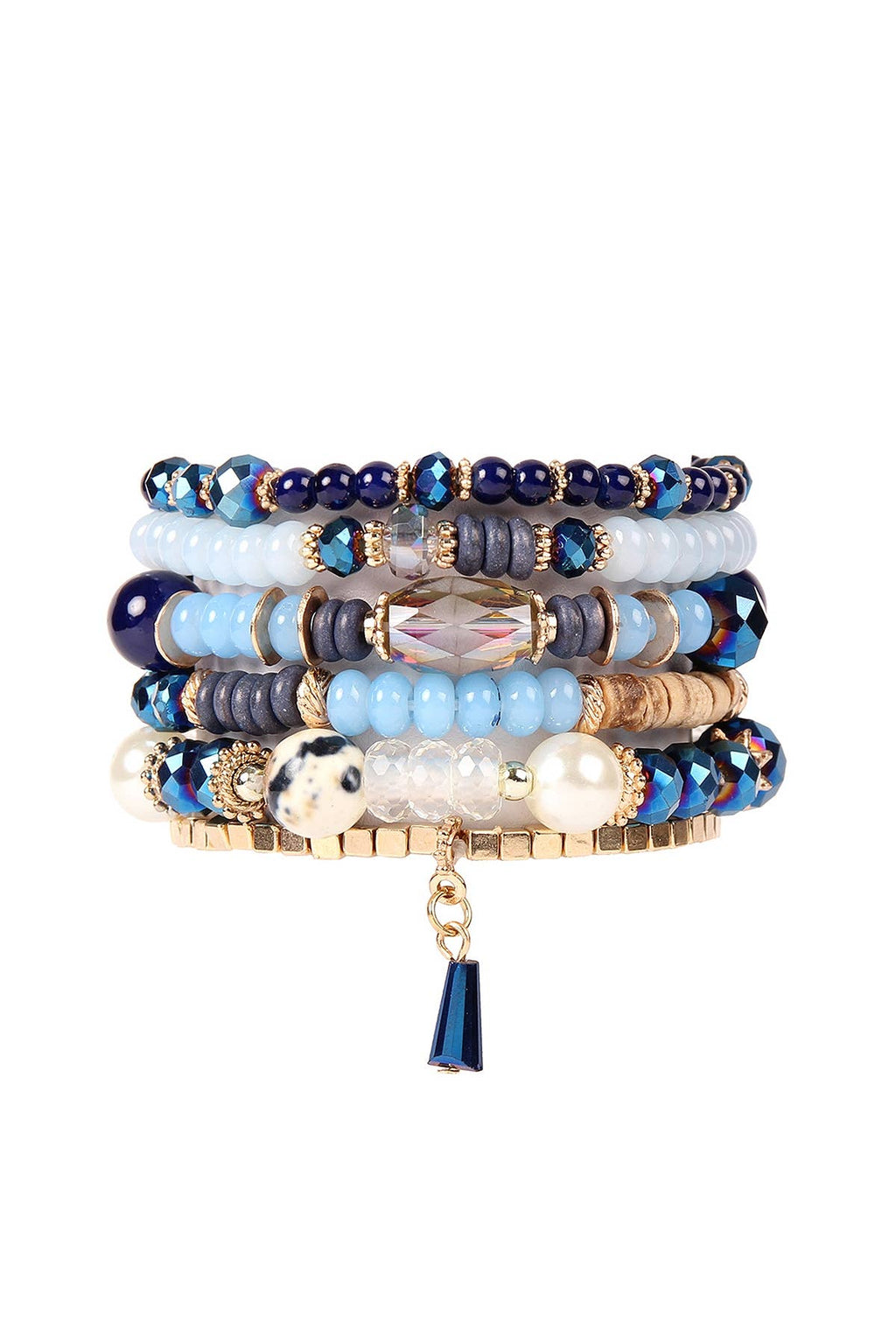 MULTI-STONE BEADS STACKABLE BRACELETS: NATURAL / ONE SIZE