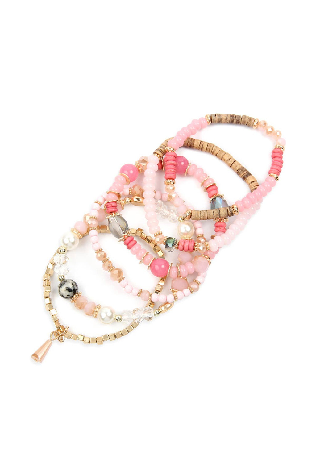 MULTI-STONE BEADS STACKABLE BRACELETS: NATURAL / ONE SIZE