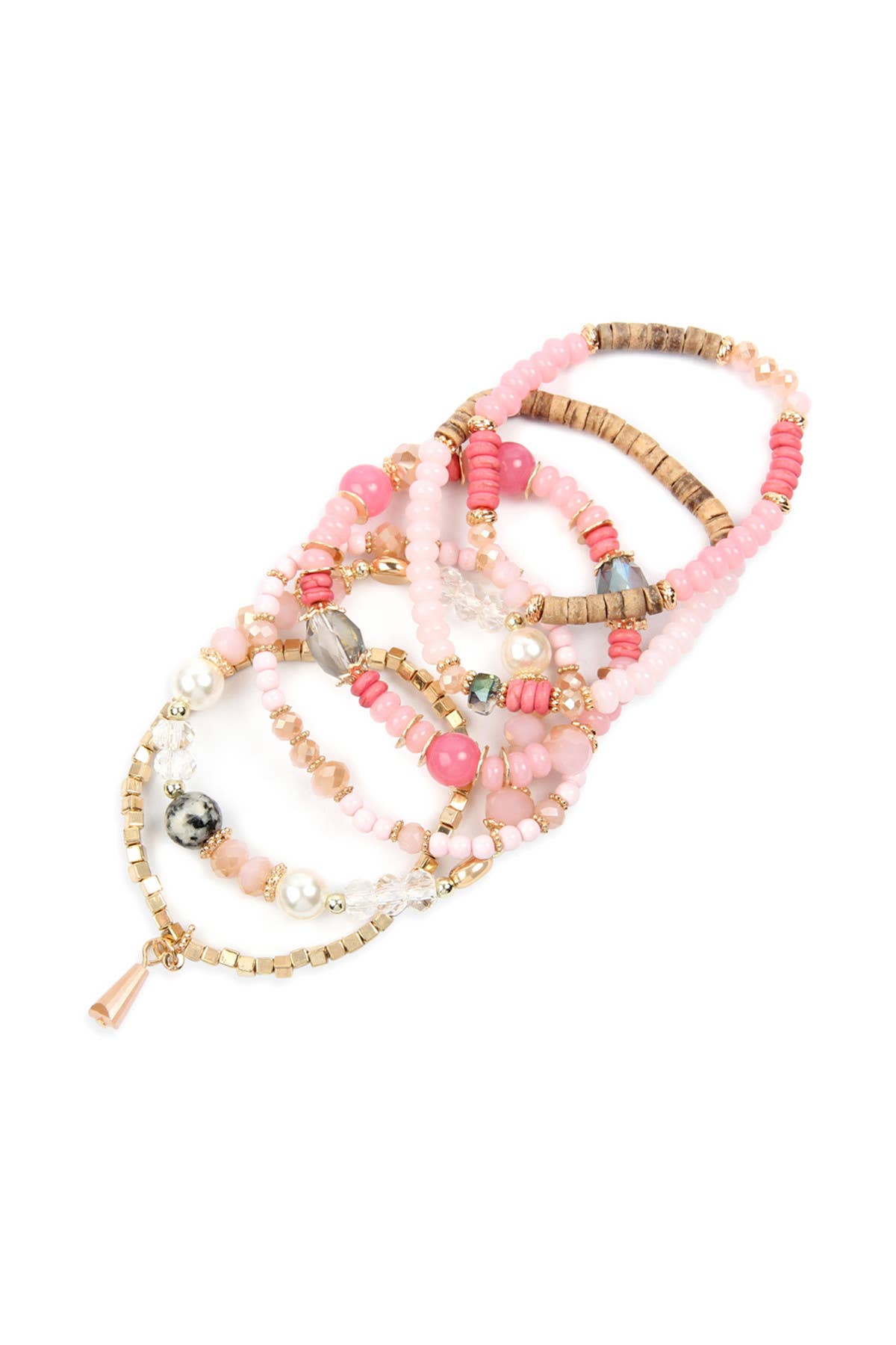 MULTI-STONE BEADS STACKABLE BRACELETS: NATURAL / ONE SIZE