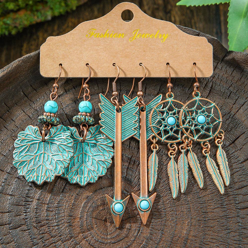 Boho Tassel Statement Earrings Jewelry Set: HQEF-1443