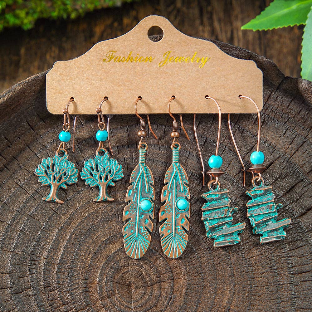 Boho Tassel Statement Earrings Jewelry Set: HQEF-1443