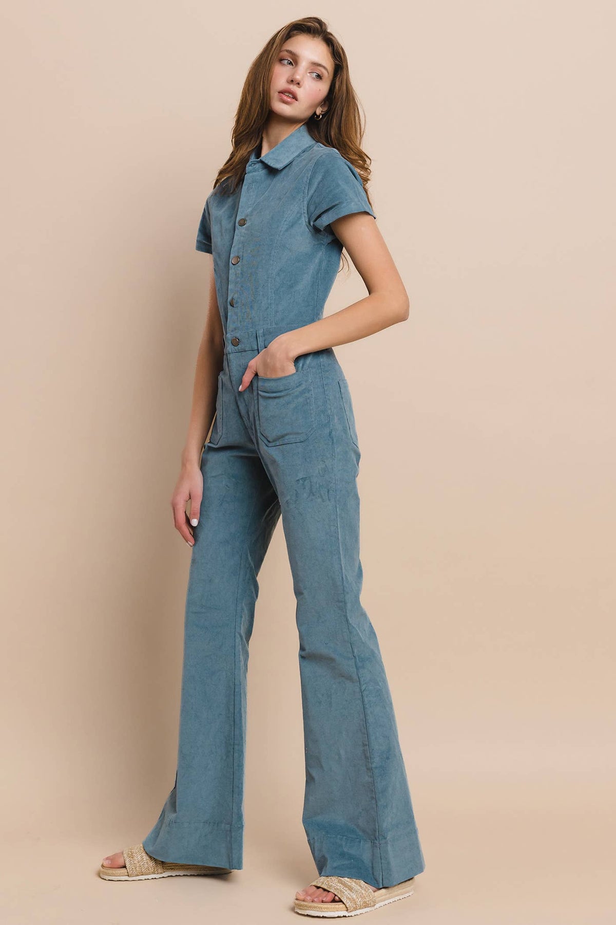 PETITE BOHO STRUCTURED CORDUROY JUMPSUIT 4330RIC