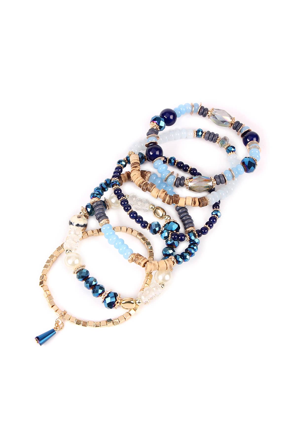 MULTI-STONE BEADS STACKABLE BRACELETS: NATURAL / ONE SIZE