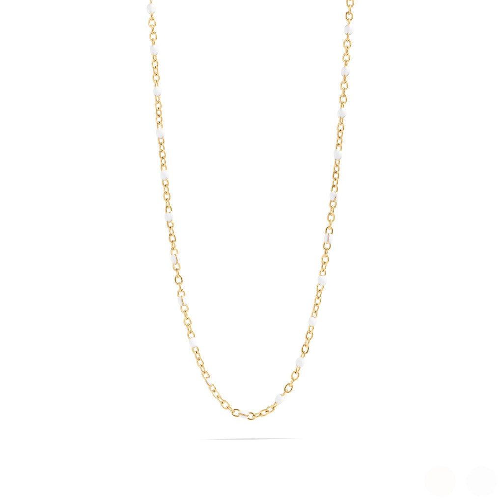 18K Gold PVD Stainless Steel White Confetti Chain Necklace: Stainless / 16+2"