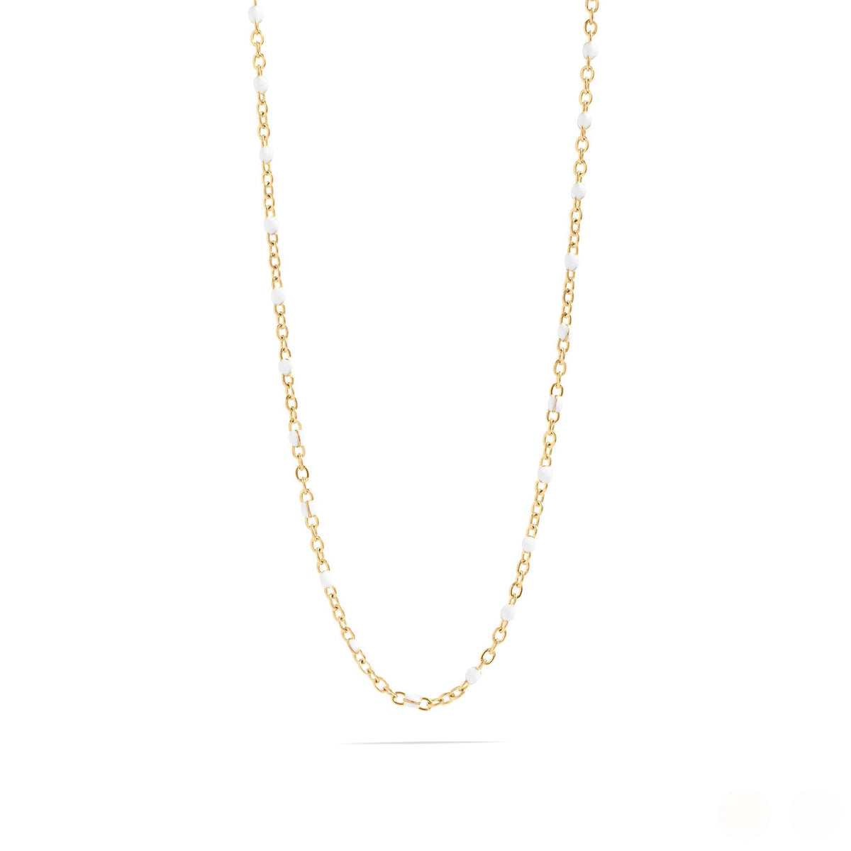 18K Gold PVD Stainless Steel White Confetti Chain Necklace: Stainless / 16+2"