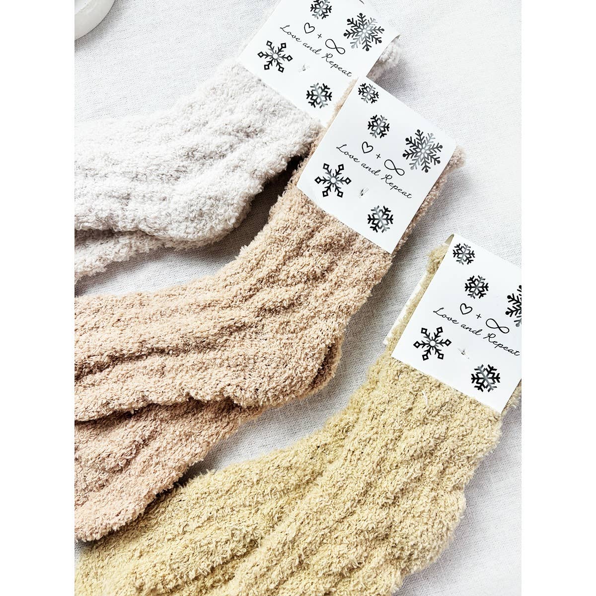 Neutral Tone Solid Cable Pattern Cozy Socks: MIX COLOR / ONE(12)