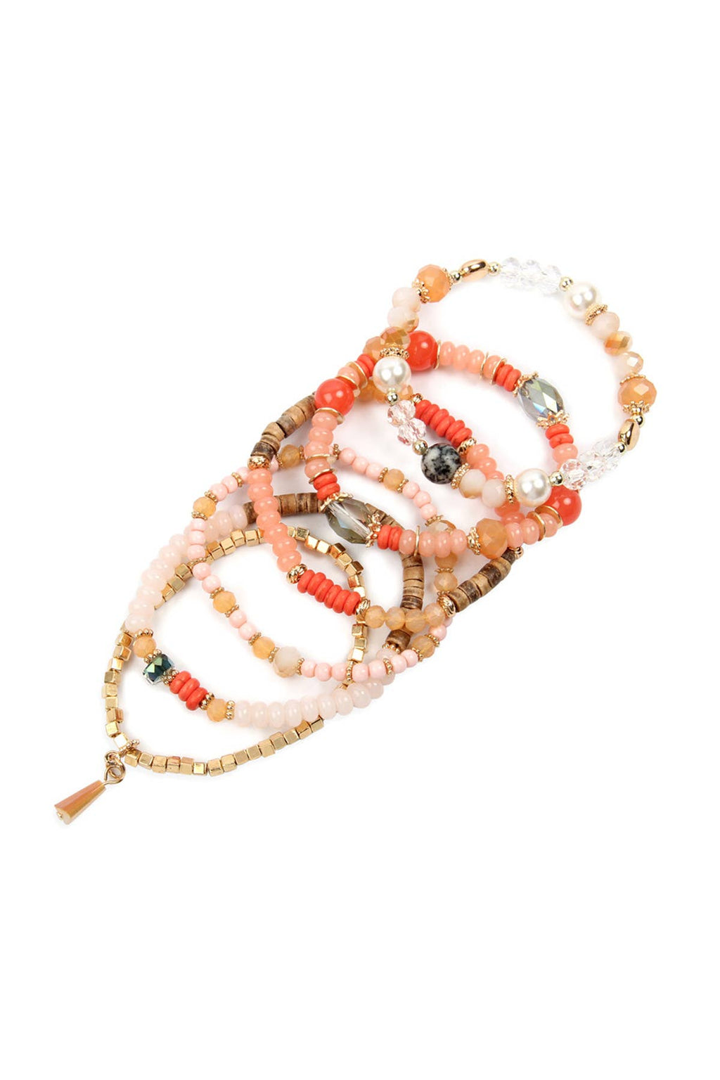 MULTI-STONE BEADS STACKABLE BRACELETS: NATURAL / ONE SIZE