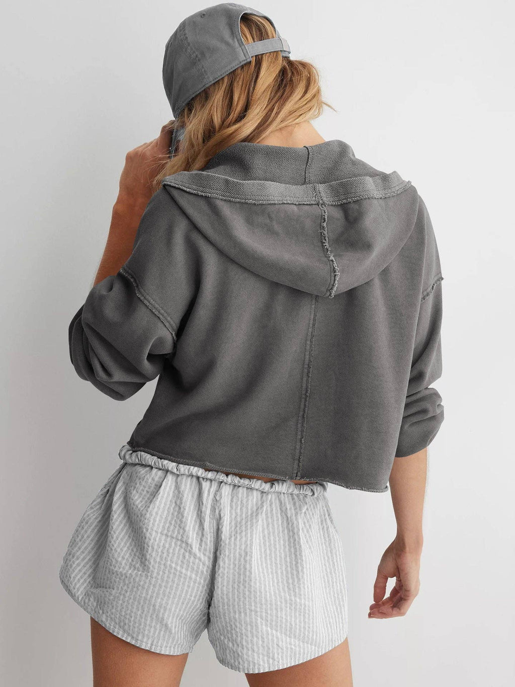 Oversized Hooded V Neck Sweatshirt Pullover Top