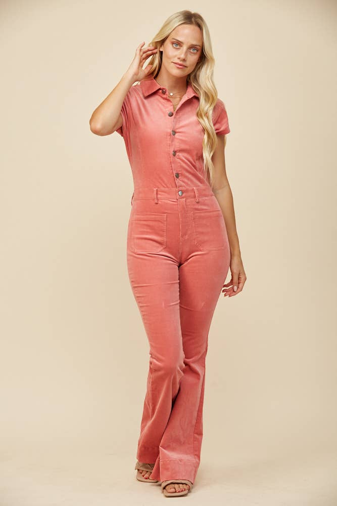PETITE BOHO STRUCTURED CORDUROY JUMPSUIT 4330RIC