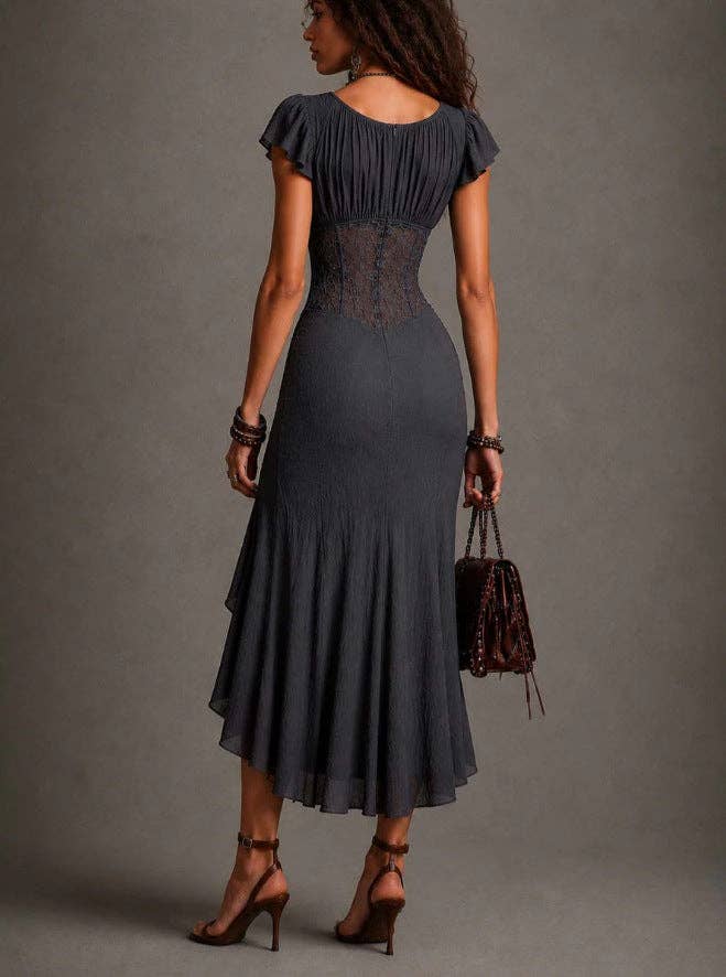 Vintage Lace Design Maxi Dress for Women